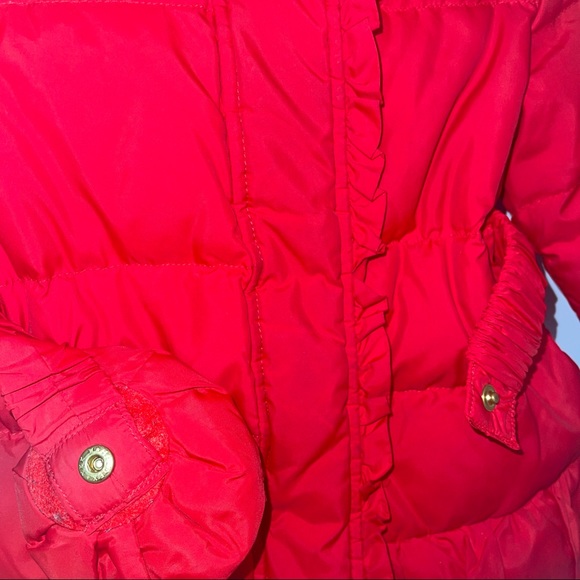 Kate Spade New York Red Puffer Hooded Jacket W/ Flower/ Rose Belt &Gold Hardware - Picture 8 of 16